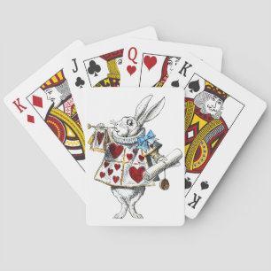 White Rabbit Alice Wonderland Hearts Tote Playing Cards