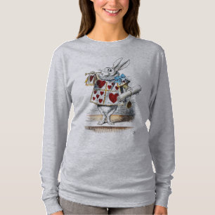 White Rabbit Alice Wonderland Hearts Tote T-Shirt