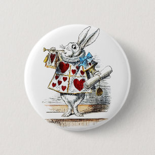 White Rabbit Alice Wonderland Rabbit of Hearts 6 Cm Round Badge