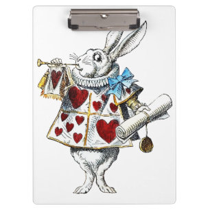White Rabbit Alice Wonderland Rabbit of Hearts Clipboard