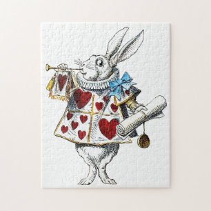 White Rabbit Alice Wonderland Rabbit of Hearts Jigsaw Puzzle