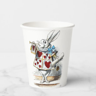 White Rabbit Alice Wonderland Rabbit of Hearts Paper Cups