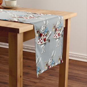 White Rabbit Alice Wonderland Rabbit of Hearts Short Table Runner