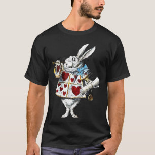 White Rabbit Alice Wonderland Rabbit of Hearts T-Shirt