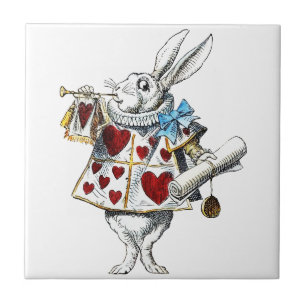 White Rabbit Alice Wonderland Rabbit of Hearts Tile