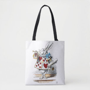 White Rabbit Alice Wonderland Rabbit of Hearts Tote Bag