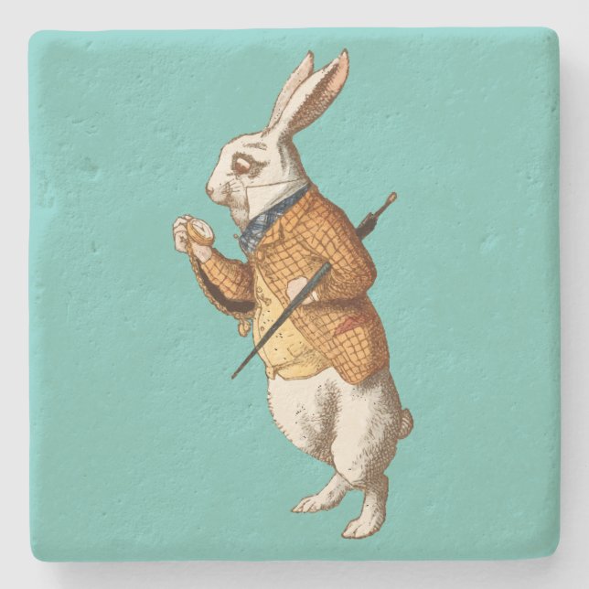White Rabbit (Alice's Adventures in Wonderland) Stone Coaster (Front)
