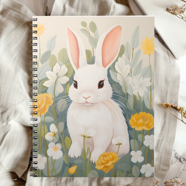 White Rabbit Among Spring Flowers Notebook (Creator Uploaded)