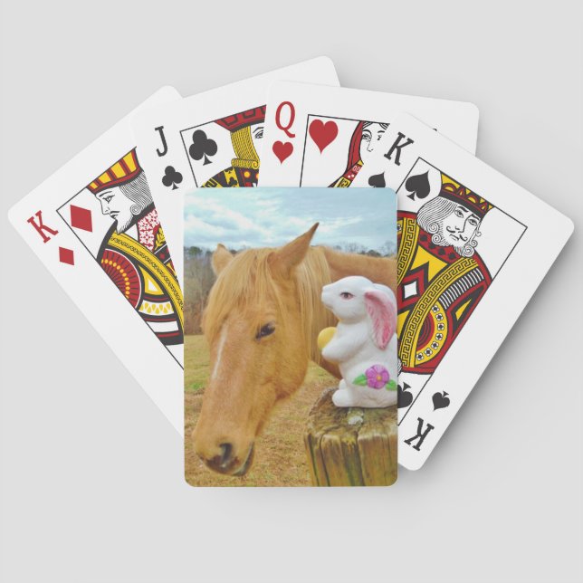 White rabbit and blonde yellow horse playing cards (Back)