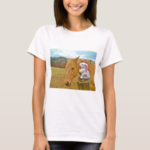 White rabbit and blonde yellow horse T-Shirt