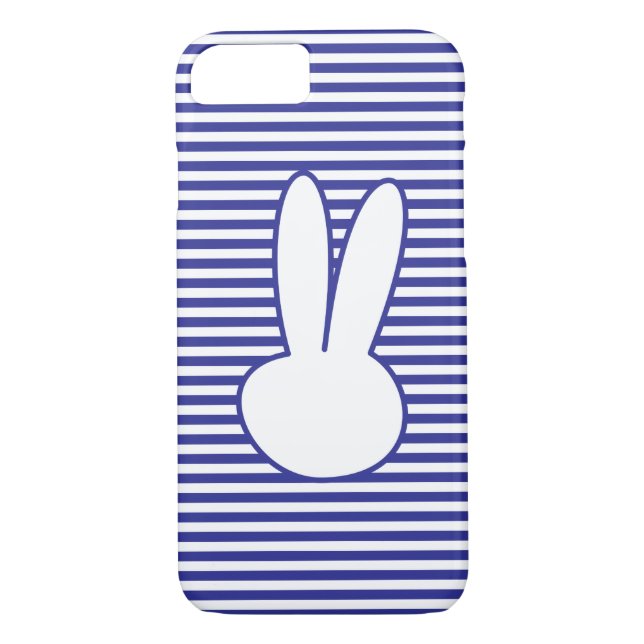 White Rabbit and Blue stripes pattern Case-Mate iPhone Case (Back)
