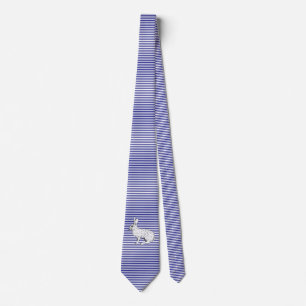 White Rabbit and Blue stripes pattern Tie