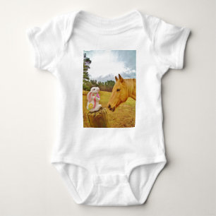 White Rabbit and Yellow Horse Baby Bodysuit