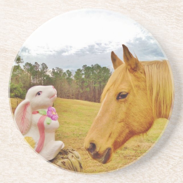 White Rabbit and Yellow Horse Coaster (Front)
