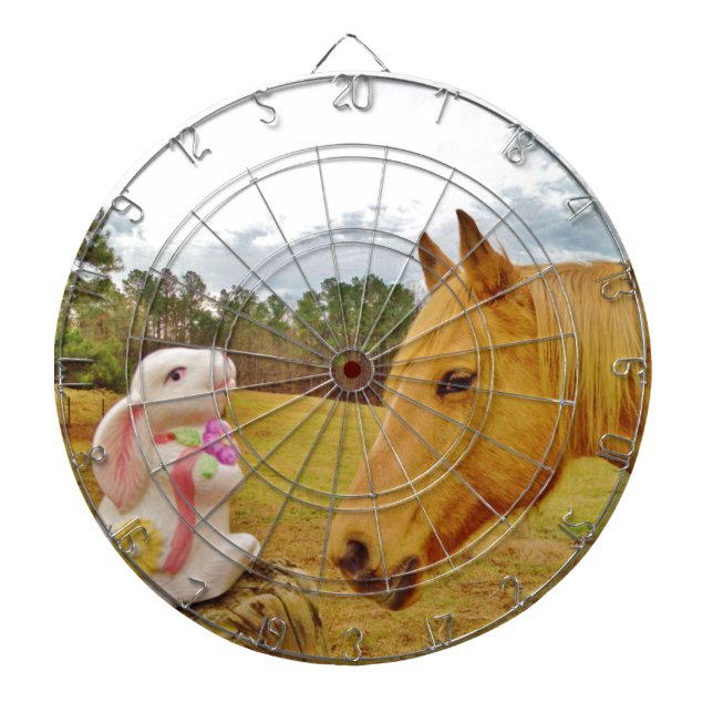 White Rabbit and Yellow Horse Dartboard (Front)