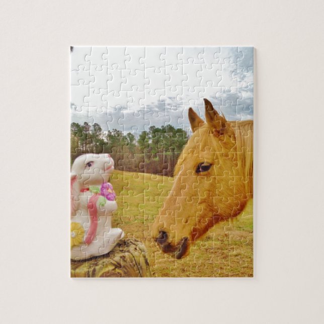 White Rabbit and Yellow Horse Jigsaw Puzzle (Vertical)