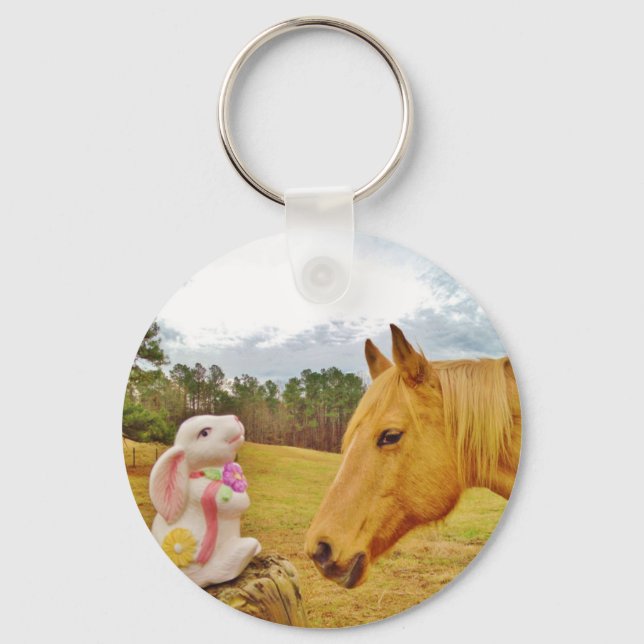 White Rabbit and Yellow Horse Key Ring (Front)