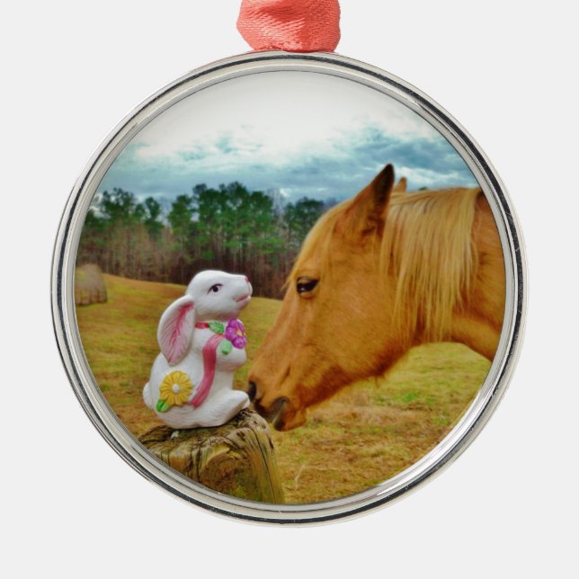 White Rabbit and Yellow Horse Metal Tree Decoration (Front)