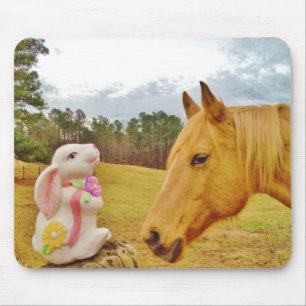 White Rabbit and Yellow Horse Mouse Pad