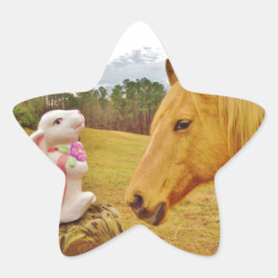 White Rabbit and Yellow Horse Star Sticker