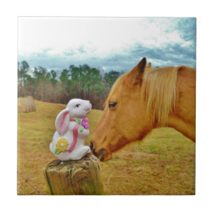 White Rabbit and Yellow Horse Tile
