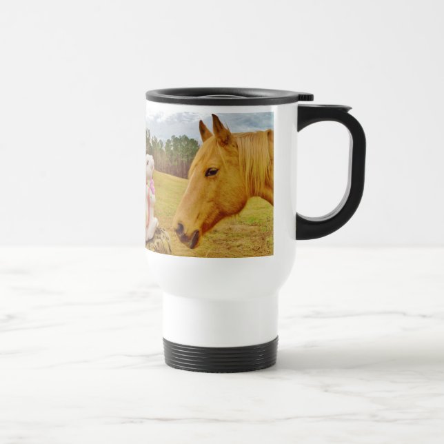 White Rabbit and Yellow Horse Travel Mug (Right)