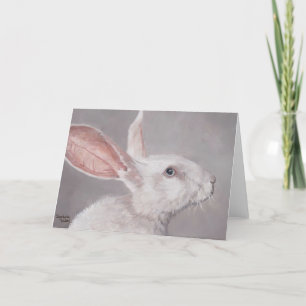White Rabbit Animal Art Greeting Card