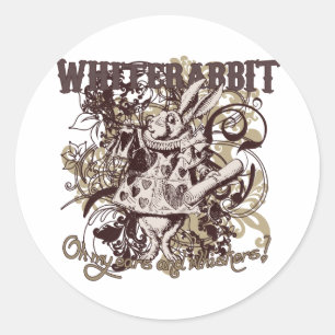 White Rabbit Carnivale Style Classic Round Sticker