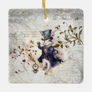 White Rabbit  Ceramic Ornament