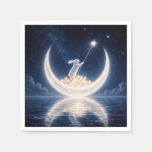 White Rabbit Collecting Stars Napkin (Front)