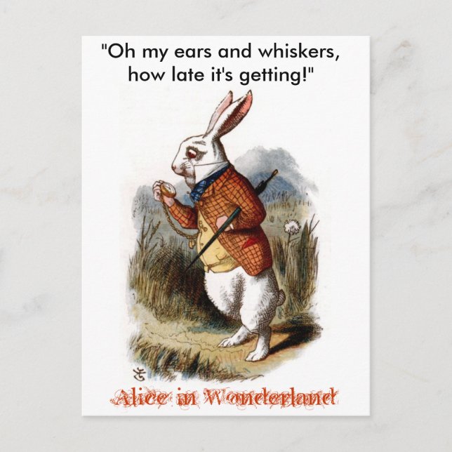 White Rabbit (colour) Postcard (Front)