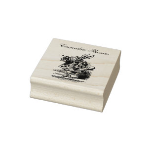 White Rabbit Court Herald Alice in Wonderland Name Rubber Stamp