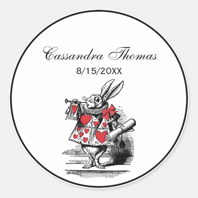 White Rabbit Court Trumpeter Alice in Wonderland Classic Round Sticker (Front)