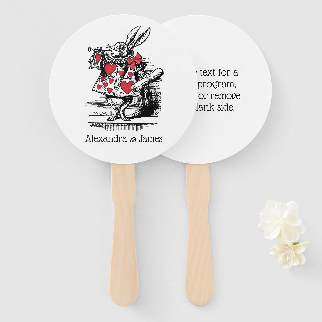 White Rabbit Court Trumpeter Alice in Wonderland Hand Fan (Front and Back)