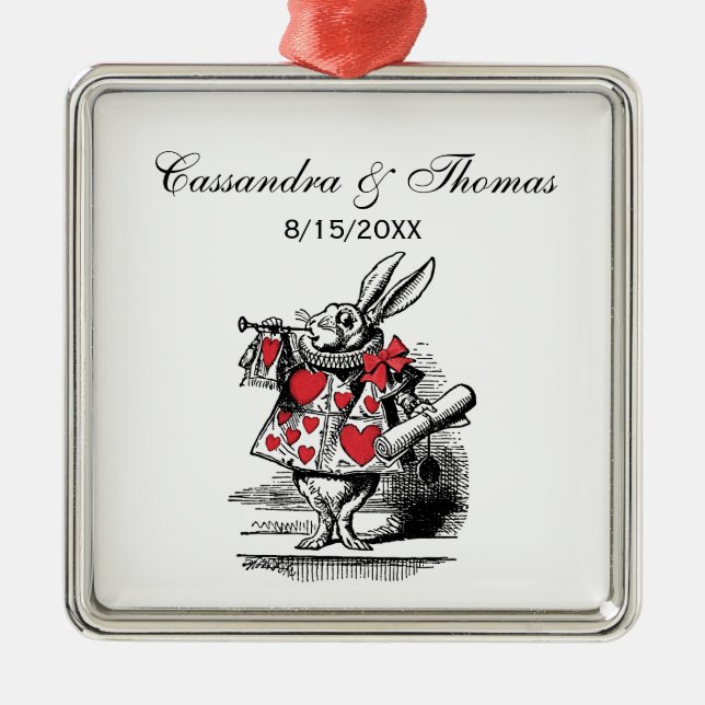 White Rabbit Court Trumpeter Alice in Wonderland Metal Tree Decoration (Front)