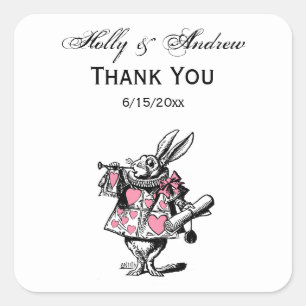 White Rabbit Court Trumpeter Alice in Wonderland P Square Sticker