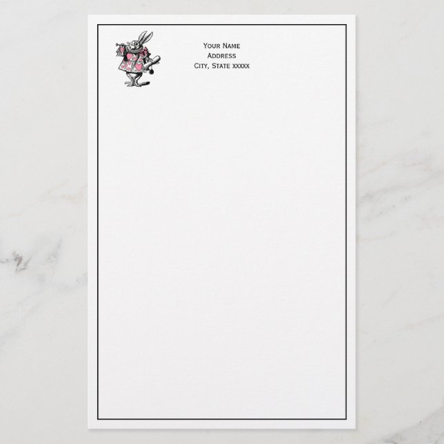 White Rabbit Court Trumpeter Alice in Wonderland P Stationery (Front)