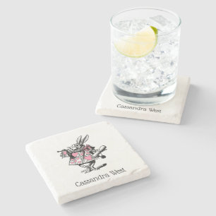 White Rabbit Court Trumpeter Alice in Wonderland P Stone Coaster
