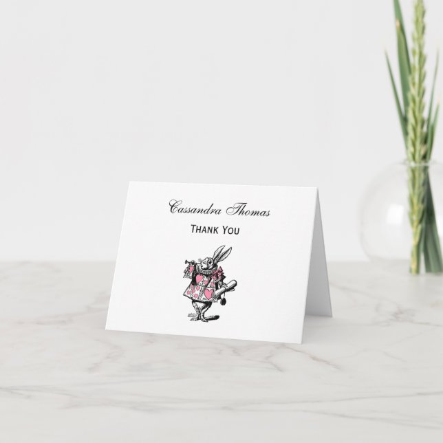 White Rabbit Court Trumpeter Alice in Wonderland P Thank You Card (Front)