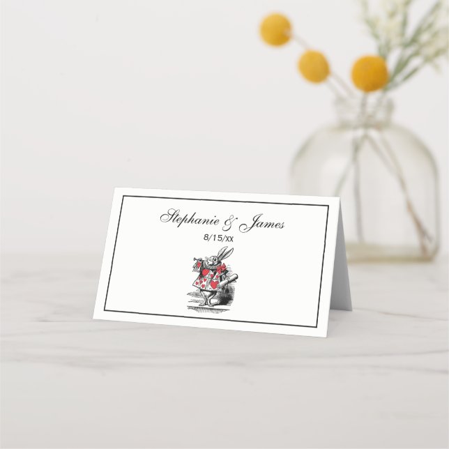 White Rabbit Court Trumpeter Alice in Wonderland Place Card (Front)
