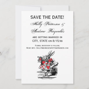 White Rabbit Court Trumpeter Alice in Wonderland Save The Date