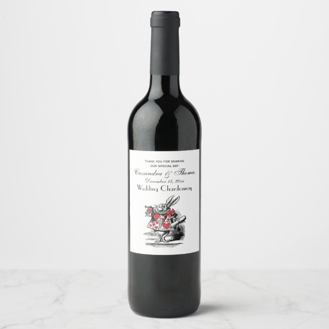 White Rabbit Court Trumpeter Alice in Wonderland Wine Label (Front)