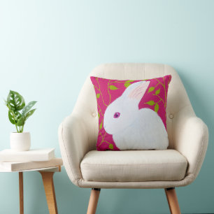 white rabbit cushion