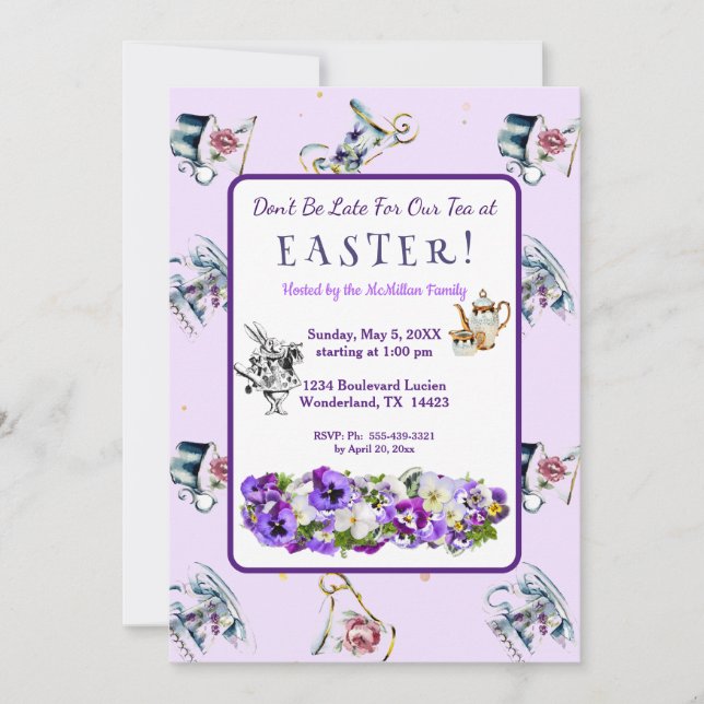 White Rabbit Easter Tea Party Invitation (Front)