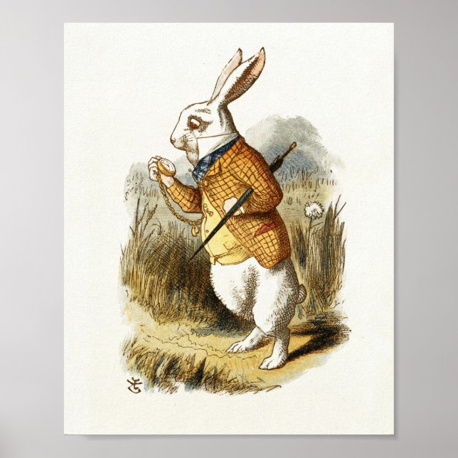White Rabbit from Alice In Wonderland Vintage Art Poster (Front)