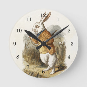 White Rabbit from Alice In Wonderland Vintage Art Round Clock