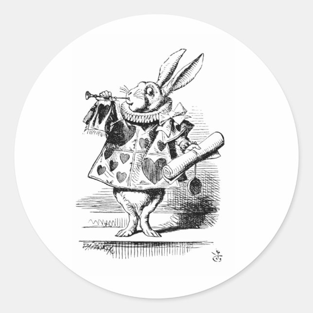  White Rabbit,  from Alice's Adventures  Classic Round Sticker (Front)