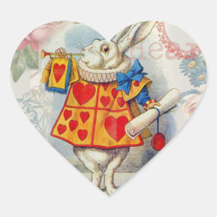 White Rabbit Hearts Alice Classic Heart Sticker