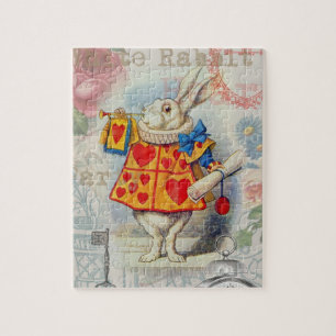 White Rabbit Hearts Alice Classic Jigsaw Puzzle