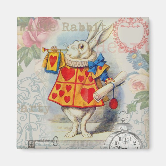 White Rabbit Hearts Alice Classic Magnet (Front)